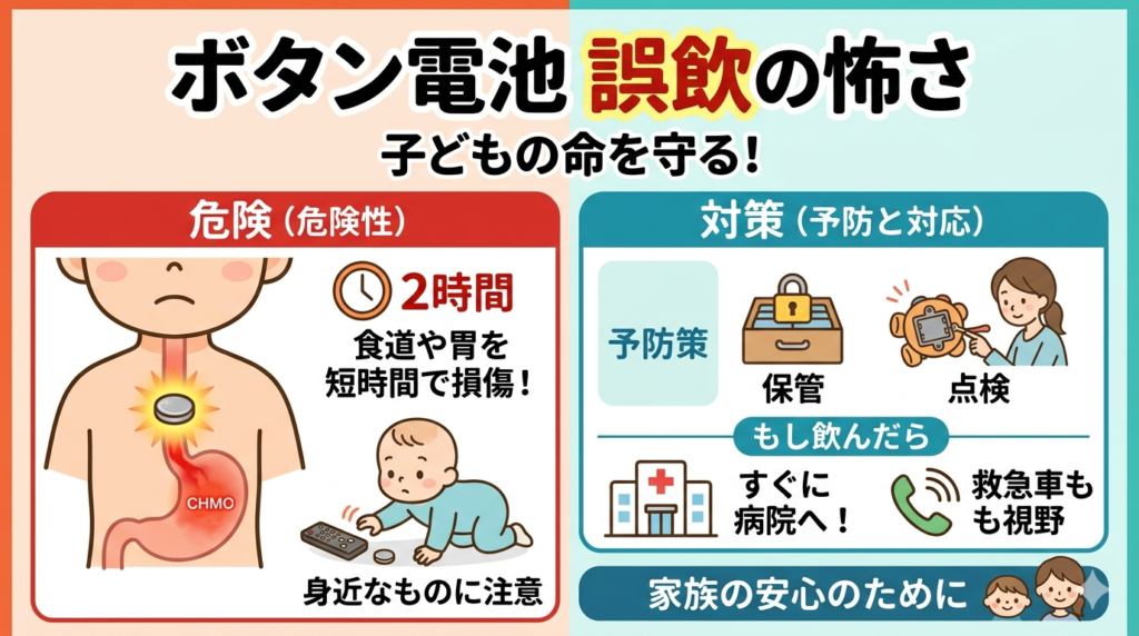 ボタン電池誤飲の怖さ…子どもの命を守る予防策とすぐにやるべきこと