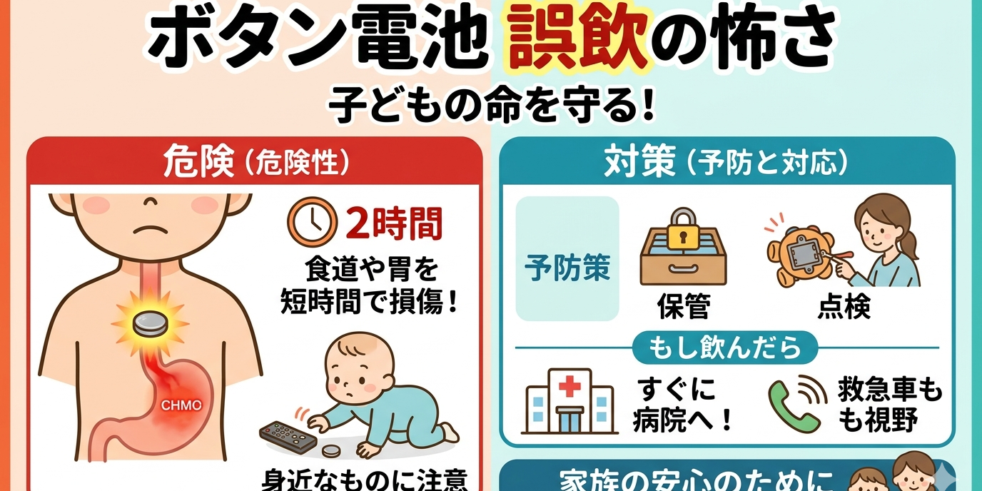 ボタン電池誤飲の怖さ…子どもの命を守る予防策とすぐにやるべきこと