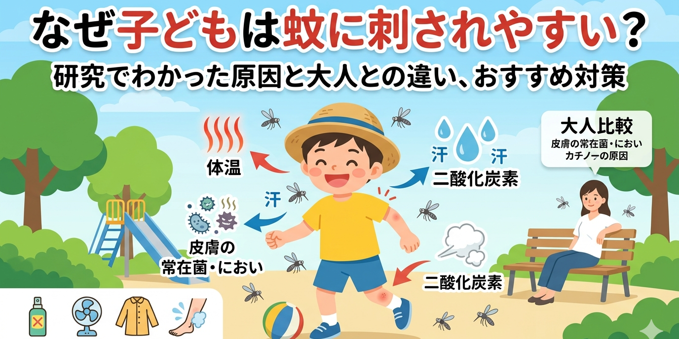 なぜ子どもは蚊に刺されやすい?研究で判明した原因・大人比較・おすすめ対策