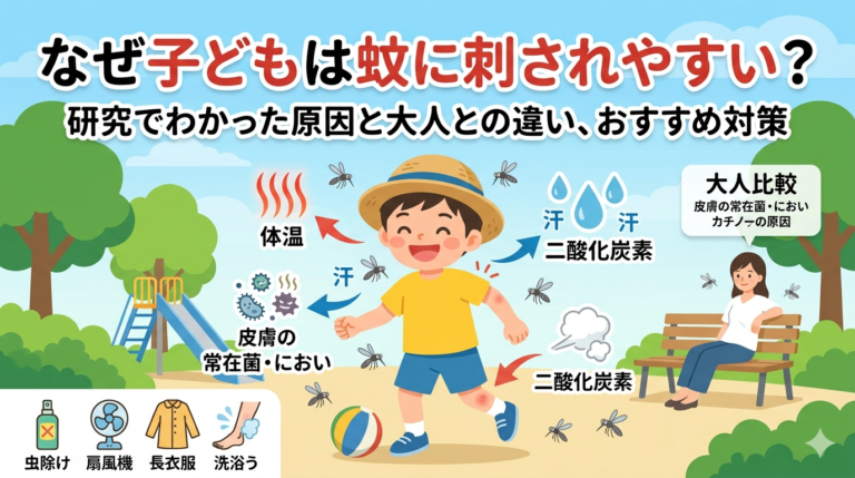 なぜ子どもは蚊に刺されやすい？研究で判明した原因・大人比較・おすすめ対策